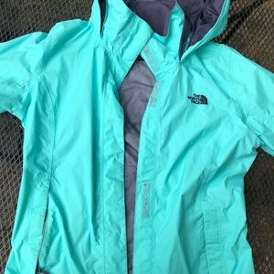 Teal and Purple North Face HYVENT Rain Jacket